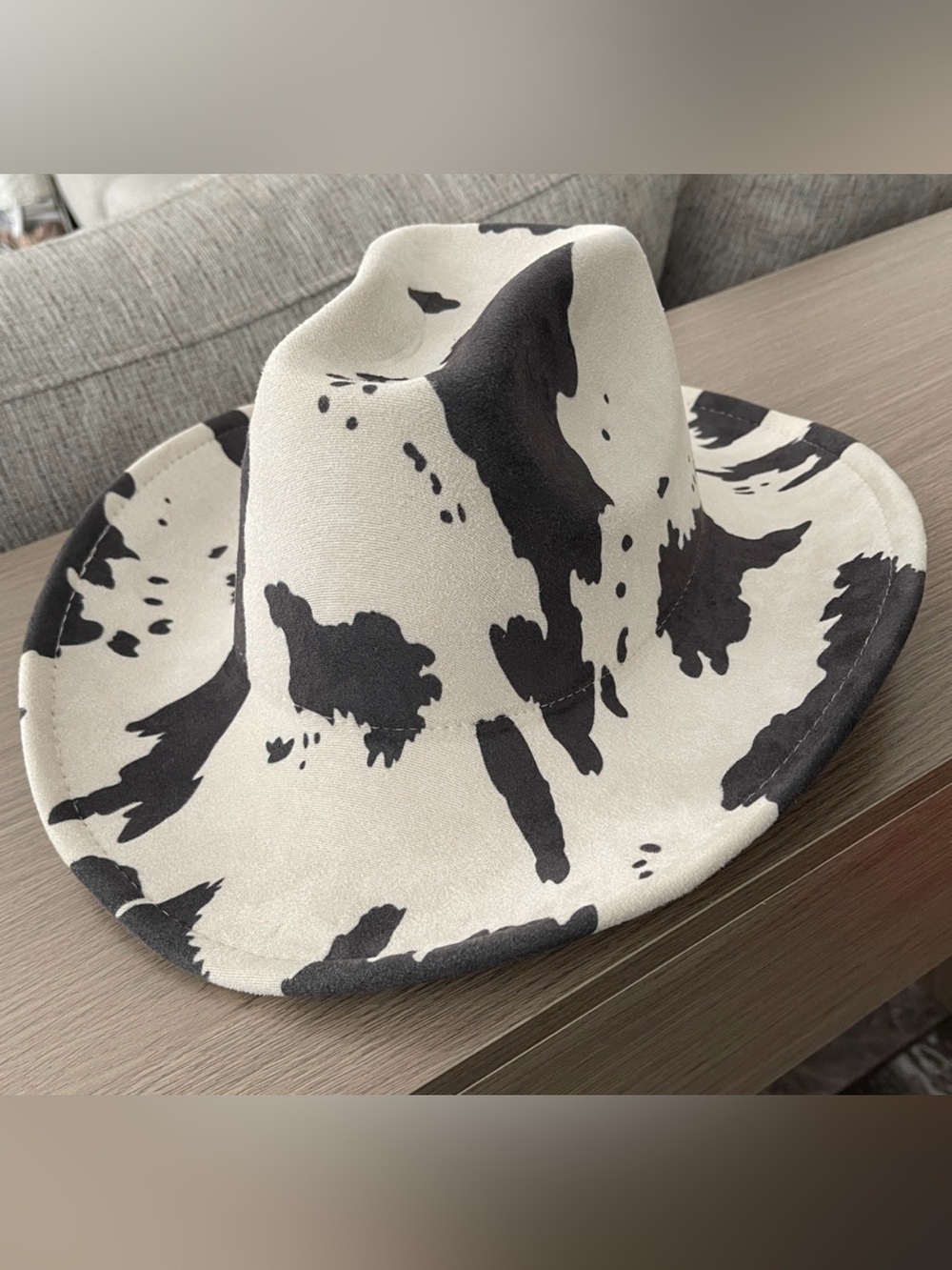 Cow Print Cowgirl Hat - Black & White